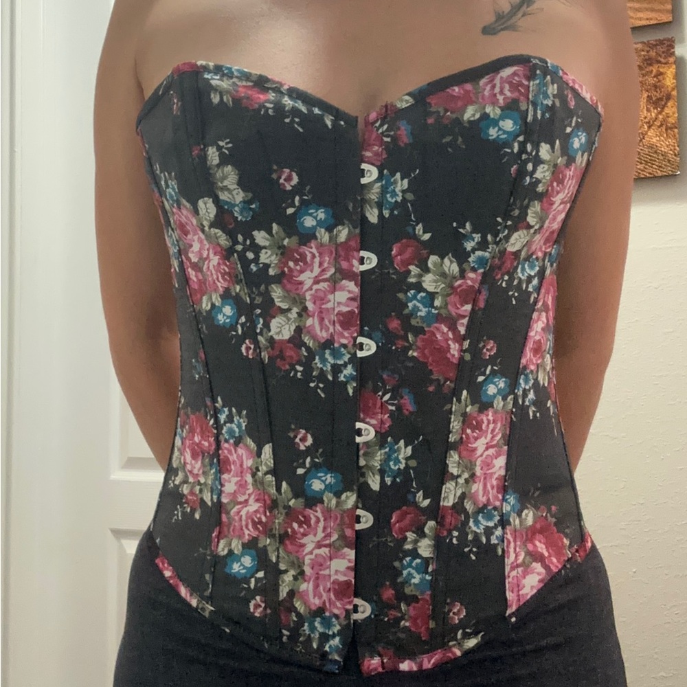 Floral Denim Corset